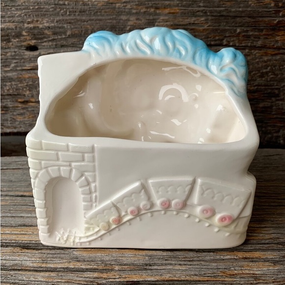 Vintage Mid Century Nursery planter Big eyed Bear Pastel kitsch Big Eyes Rubens - Picture 8 of 11